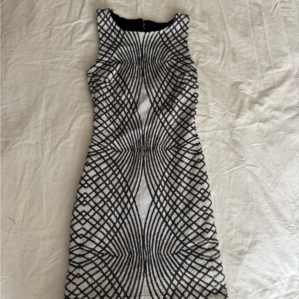 Trixxi Geometric Black and White Mini Dress